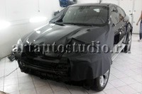 BMW X6 стайлинг плёнками чёрный супермат и карбоновой