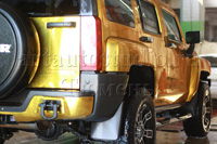 Hummer оклейка золотой зеркальной виниловой плёнкой