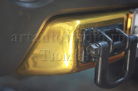 Hummer оклейка золотой зеркальной виниловой плёнкой