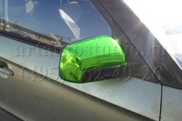 Kia Soul оклейка зеркал зелёной хром плёнкой