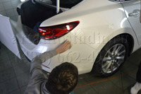 Mazda 6 ламинация переднего и заднего бампера защитной плёнкой, тонирование стёкол и фонарей