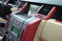Range Rover стайлинг элементов интерьера авто плёнкой красная кожа