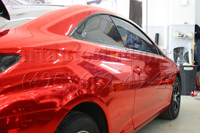 Toyota Solara оклейка красной хром плёнкой